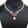 Rhinestone Collar Pear Drop Center Necklace Set