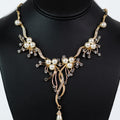 Rhinestone Pearl Dropdown Necklace