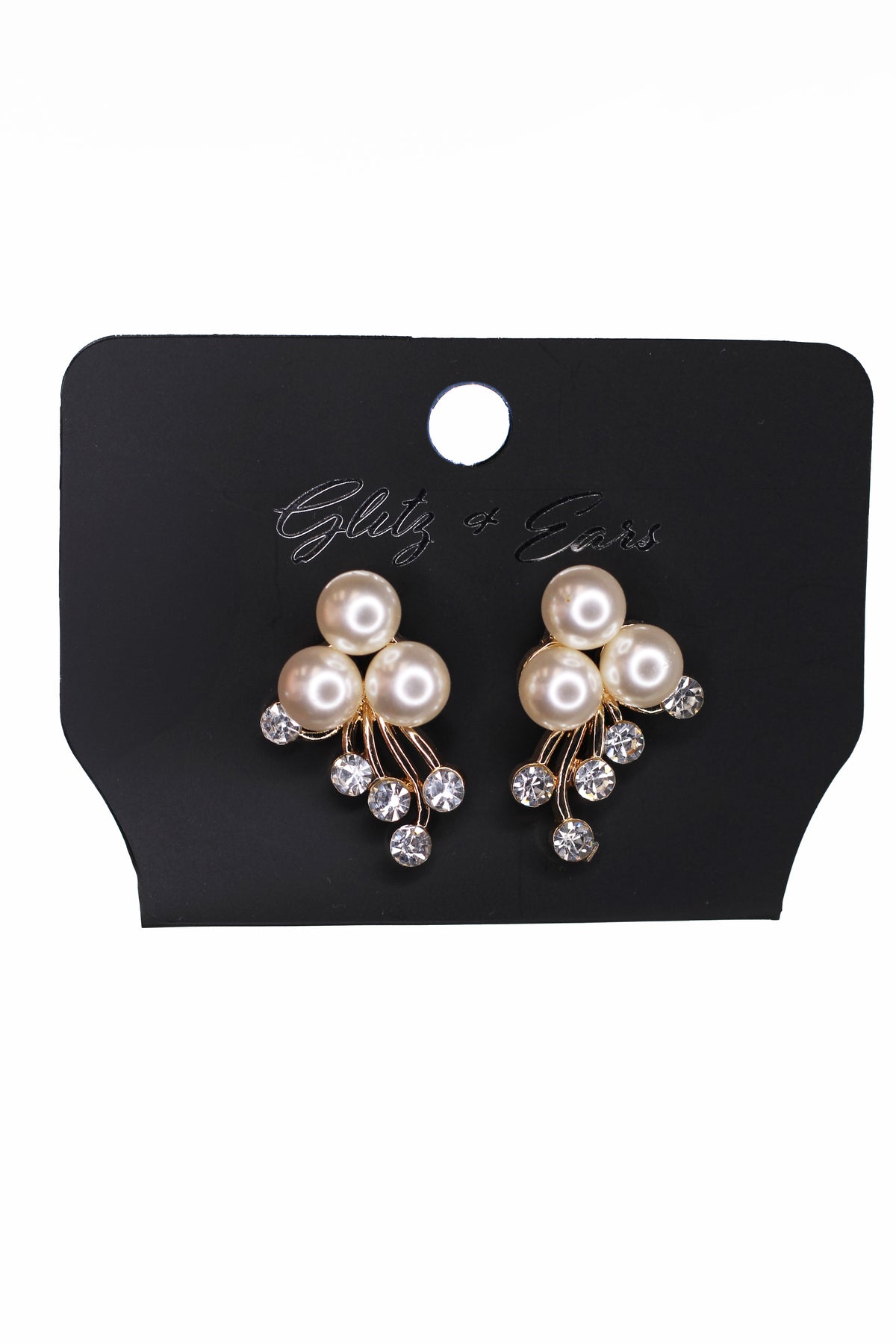 Rhinestone Pearl Dropdown Necklace