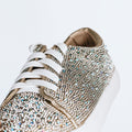 All AB Rhinestone Gold Shimmer Lace Up Sneakers