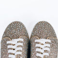 All AB Rhinestone Gold Shimmer Lace Up Sneakers
