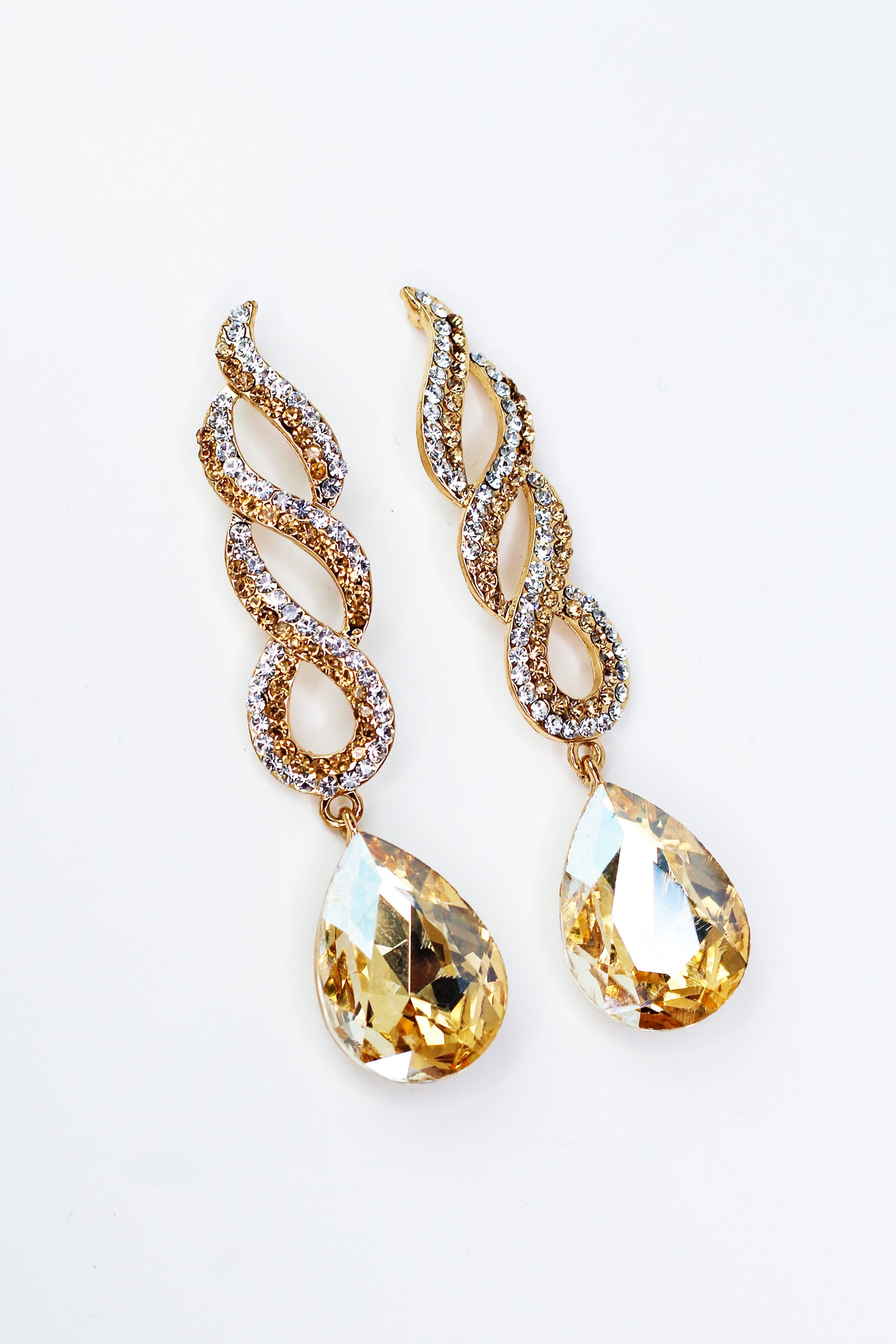Rhinestone Twist Almond Drop Earrings - Glitz & Ears Boutique