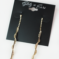 Metal Bar & Rhinestone Twist Long Earring