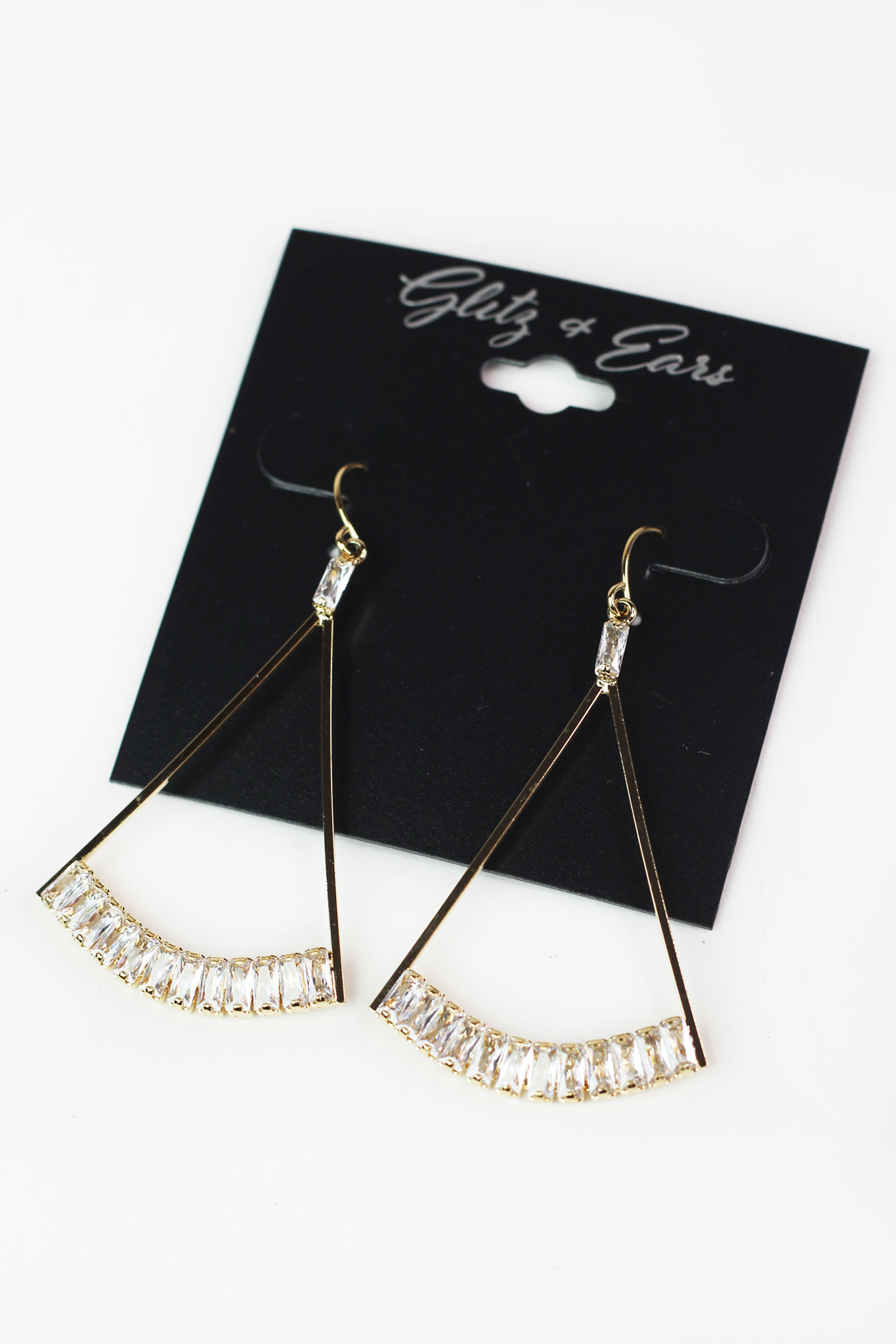 Baguette Scoop Bottom Open Triangle Earring
