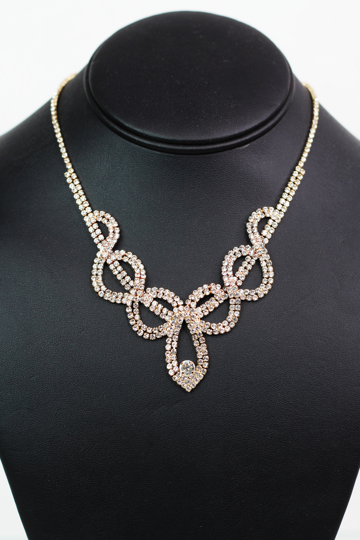 Double Strand Rhinestone Loops &amp; Swirls Necklace