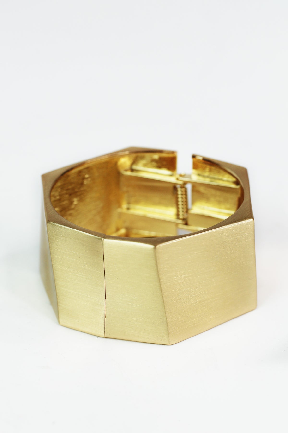 Thick Matte Metal Hexagon Bangle