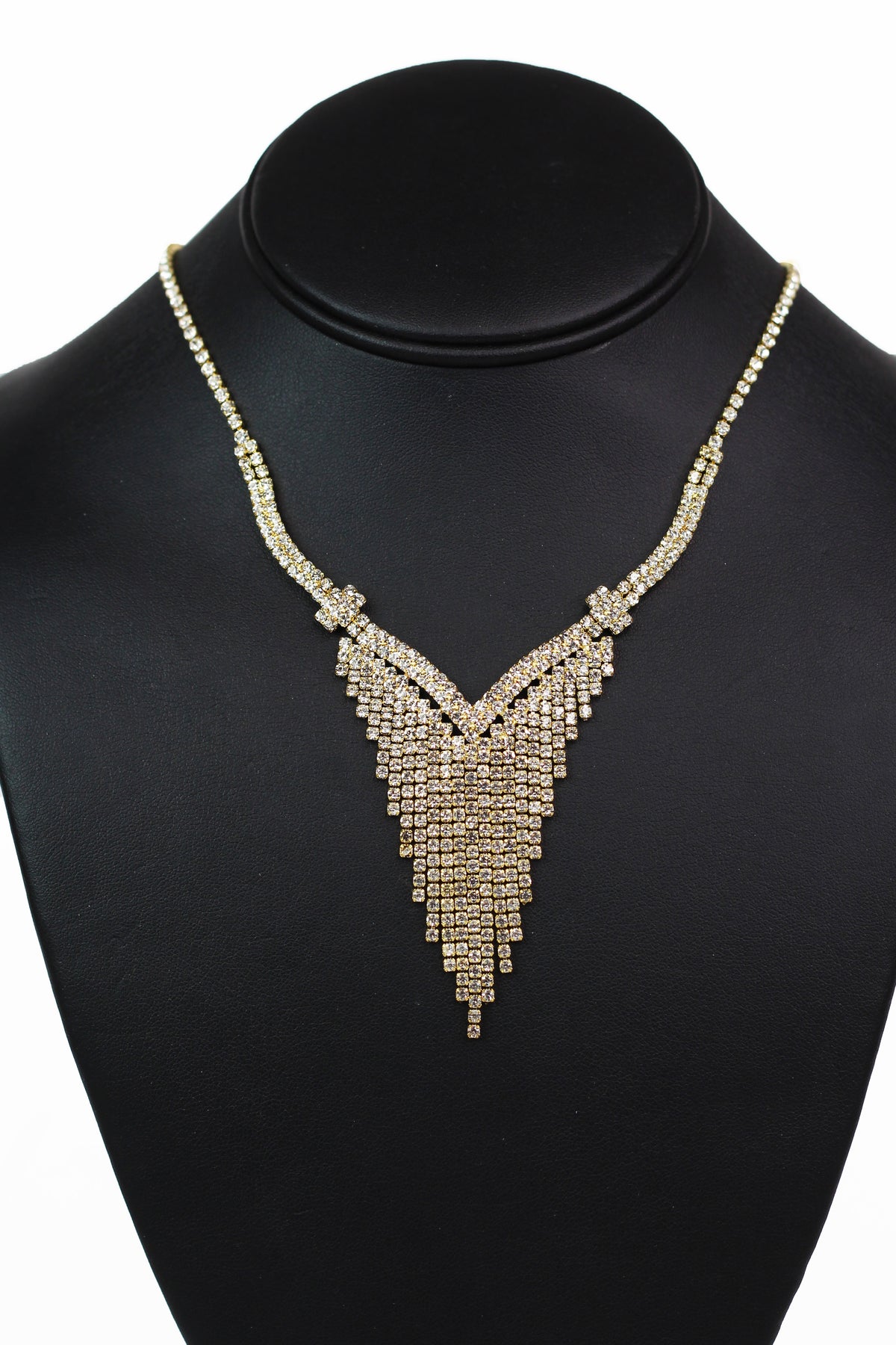 V-Shaped Thin Stand Rhinestone Necklace Set - Glitz &amp; Ears Boutique