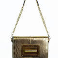 Faux Snakeskin Purse w/ Large Metal Rectangle Trim