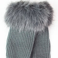 Fur Trimmed Knit Fingerless Gloves