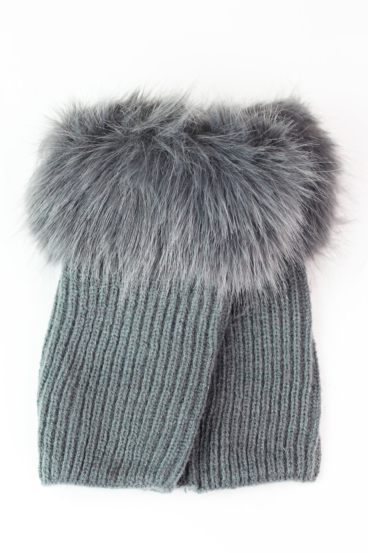Fur Trimmed Knit Fingerless Gloves
