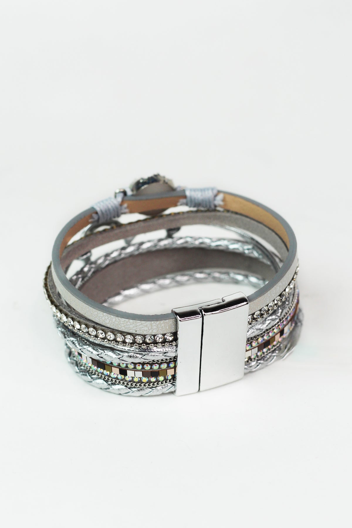 Strips & Stones Magnetic Bracelet w/ Heart Center