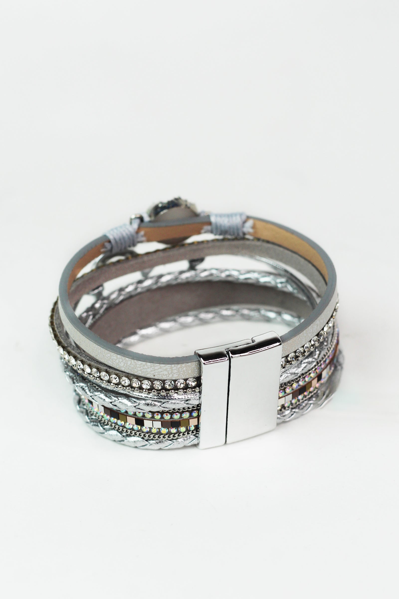 Strips & Stones Magnetic Bracelet w/ Heart Center