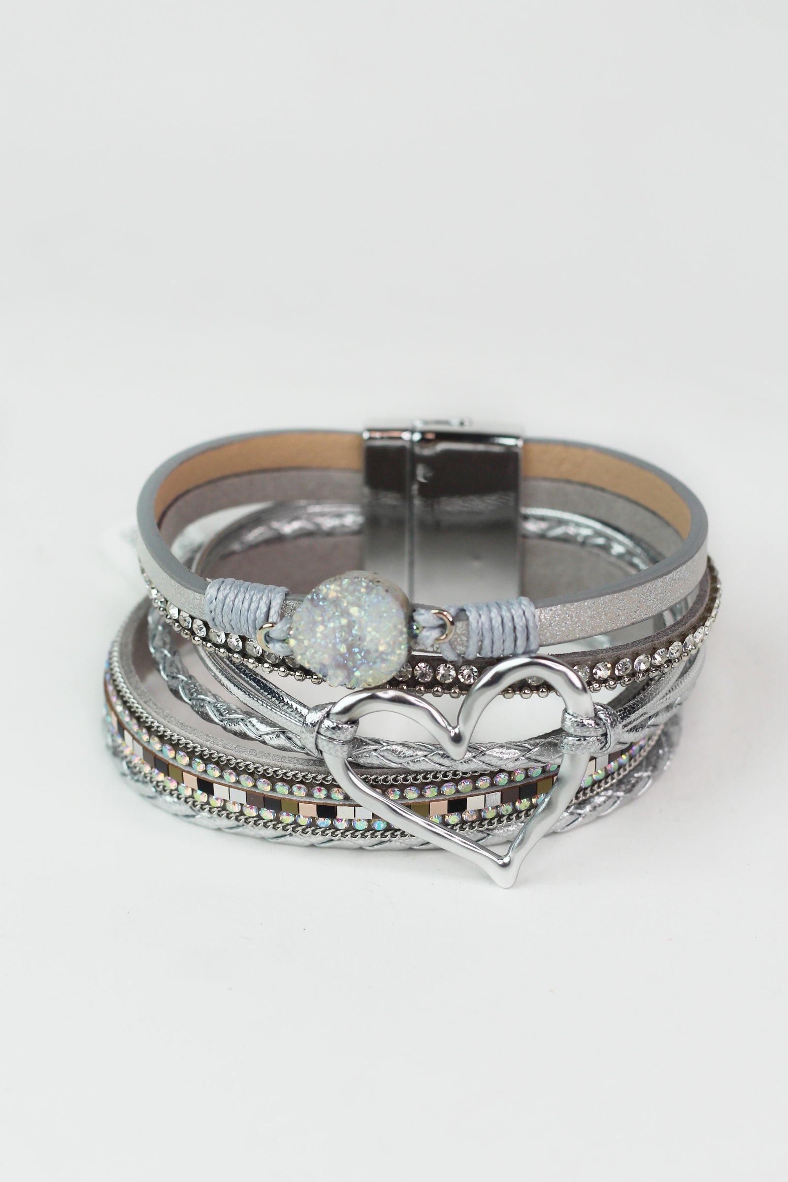 Strips & Stones Magnetic Bracelet w/ Heart Center