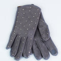 Faux Suede Gloves w/ Rhinestone Accents