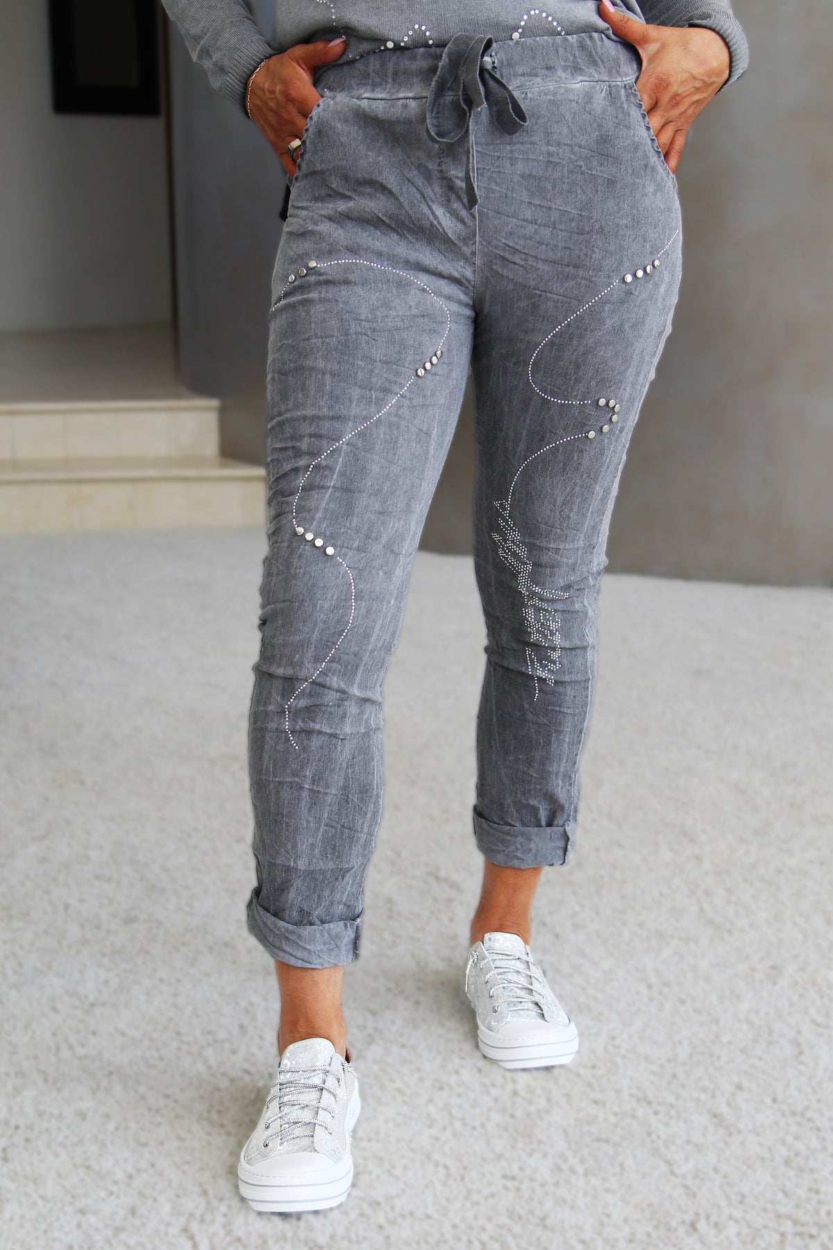 Shimmer Swirl Stretch Pant W/ Rhinestones