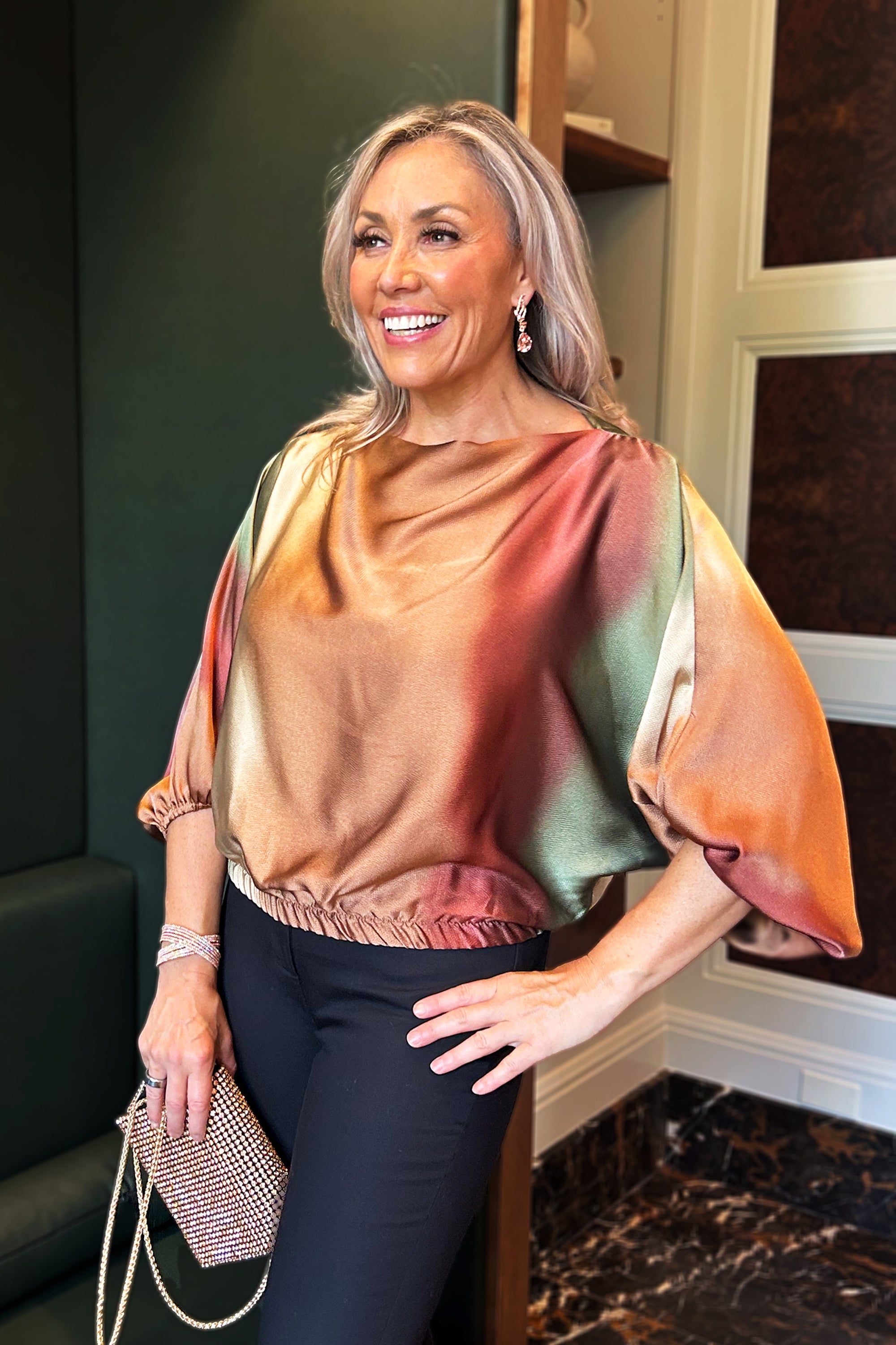 Boat Neck Balloon Sleeve Top