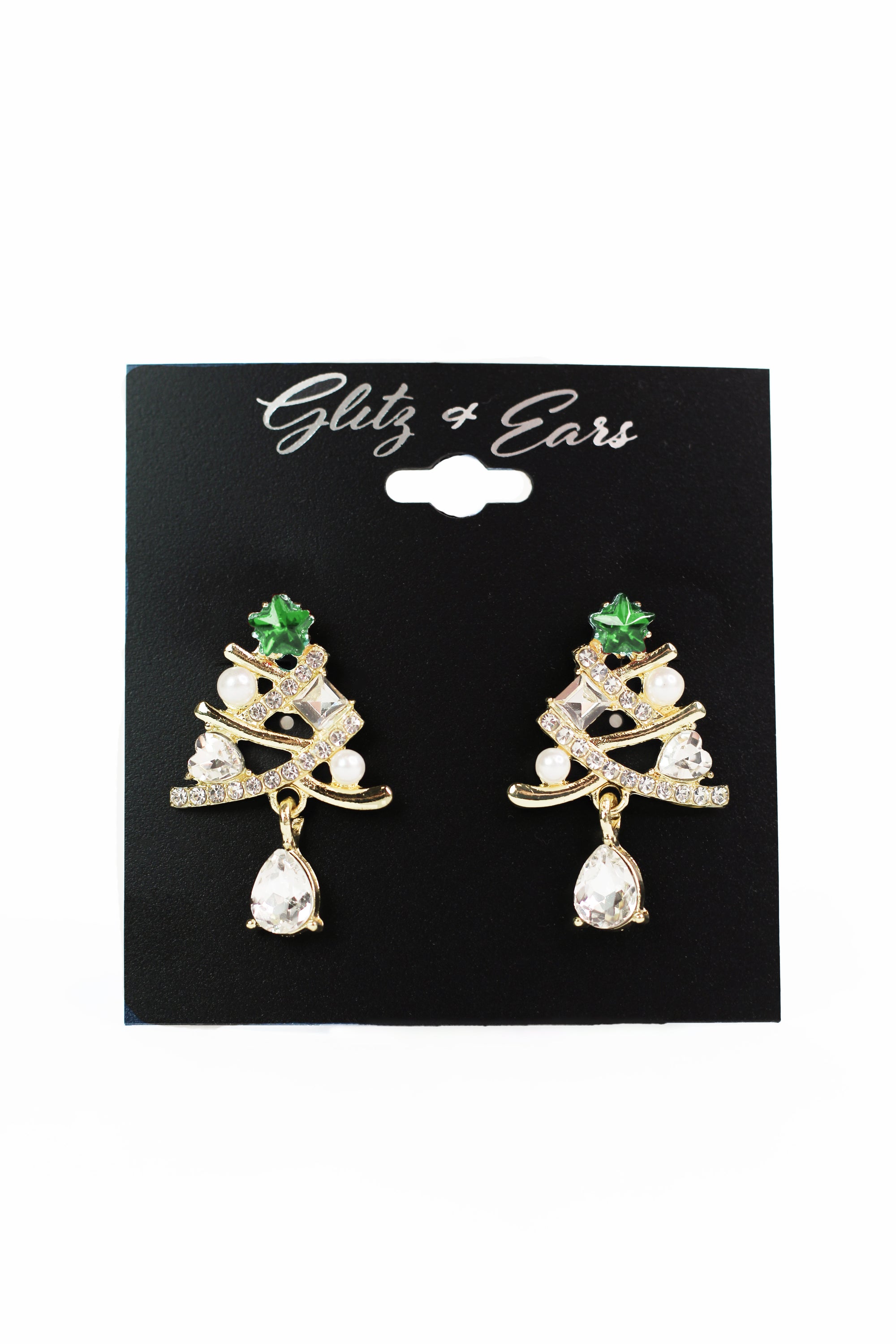 Star Rhinestone Christmas Tree Earrings