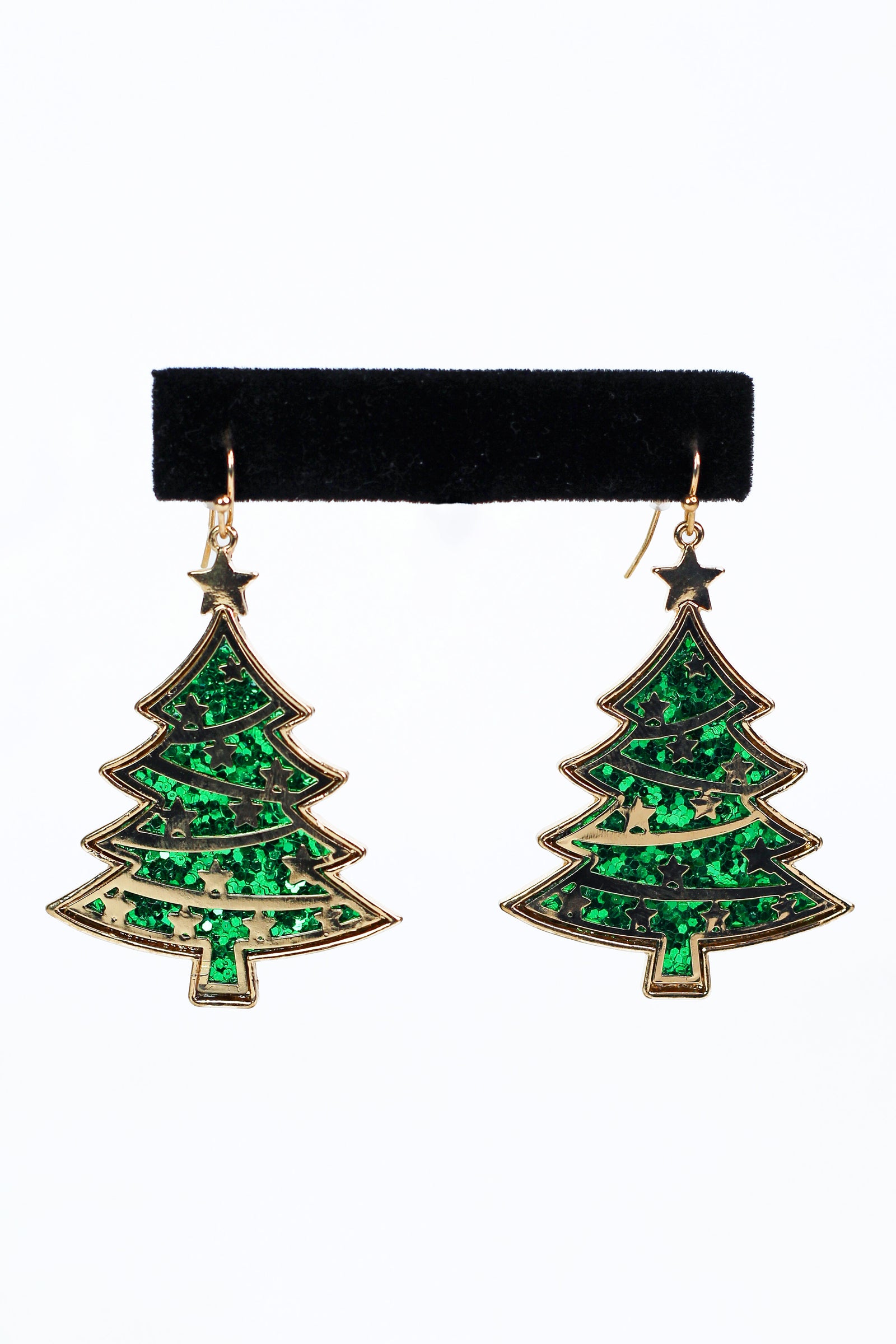 Metal & Glitter Christmas Tree Earrings