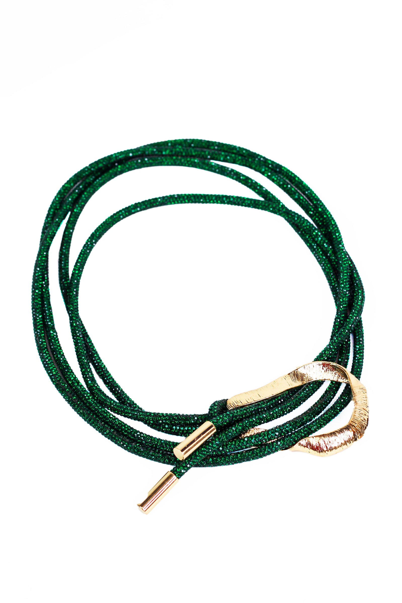 Rhinestone Rope Belt w/ Textured Metal Buckle