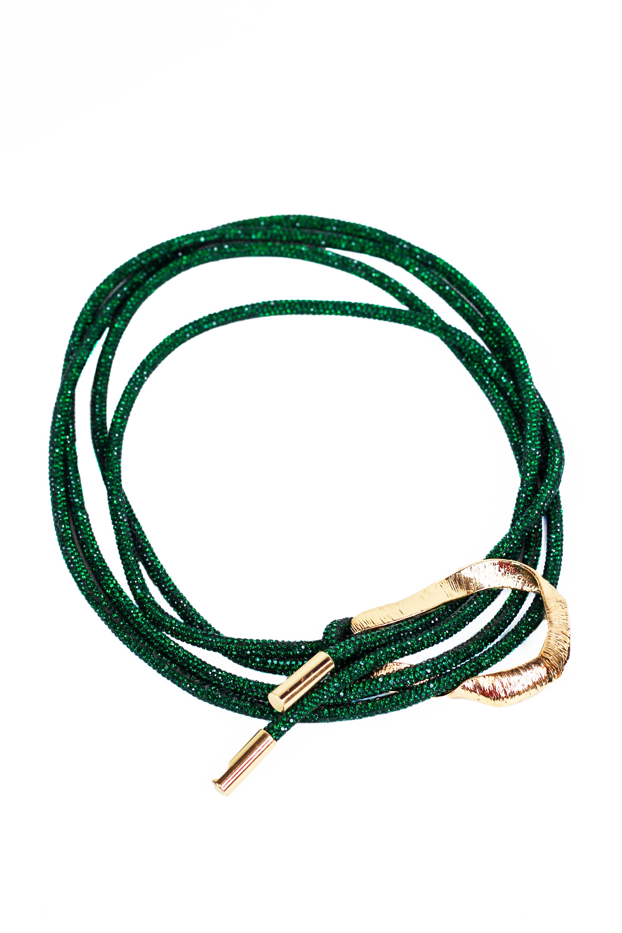 Rhinestone Rope Belt w/ Textured Metal Buckle