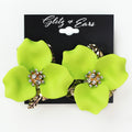 Large Flower Metal Leaf Center Stud Earring