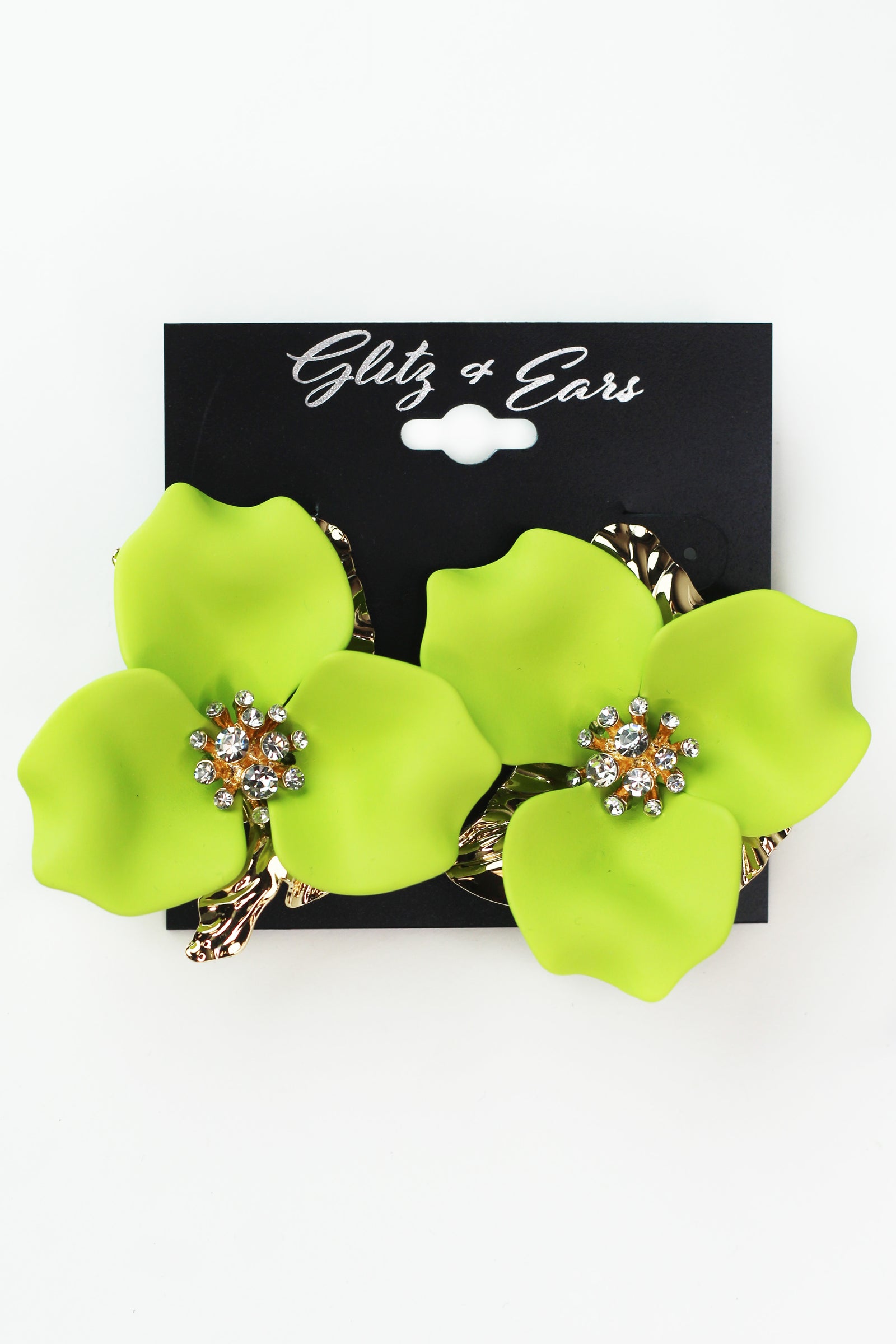 Large Flower Metal Leaf Center Stud Earring