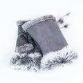 Faux Suede Fingerless Gloves w/ Fur Trim