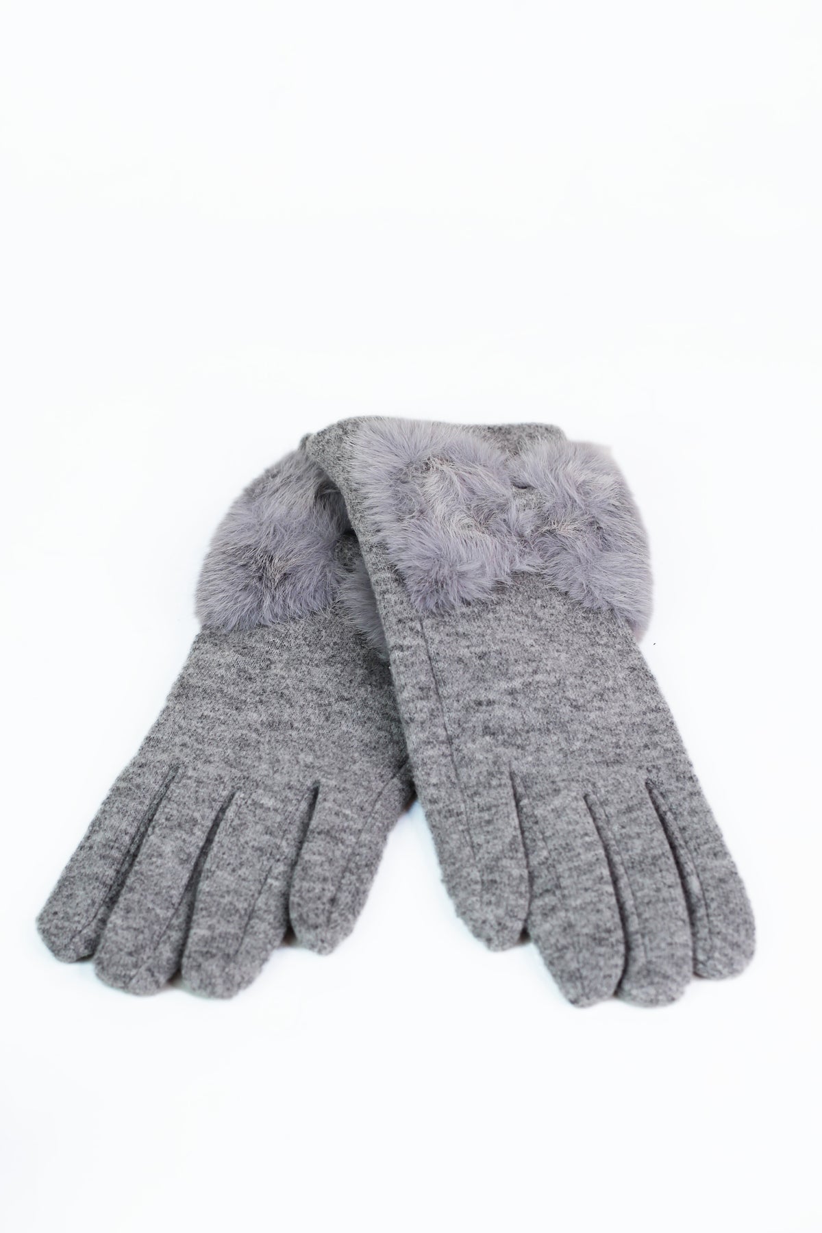 Faux Fur Bow Wrist Gloves