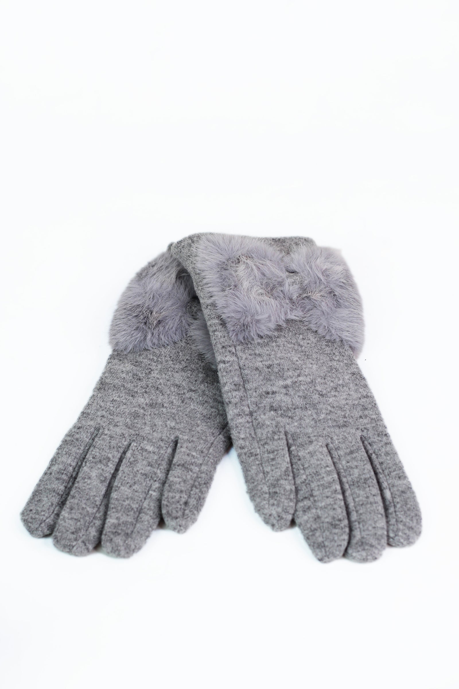 Faux Fur Bow Wrist Gloves
