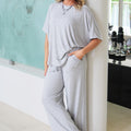 Ribbed Knit Short Sleeve Top & Pants Set