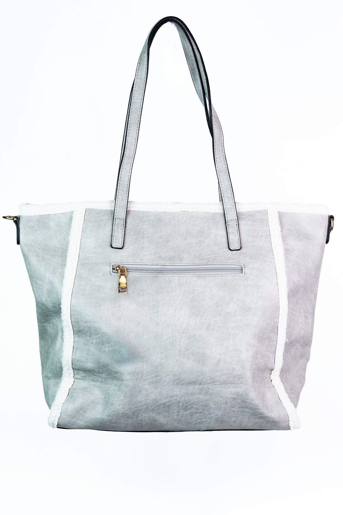 Sherpa Trim Tote w/ Front Pocket