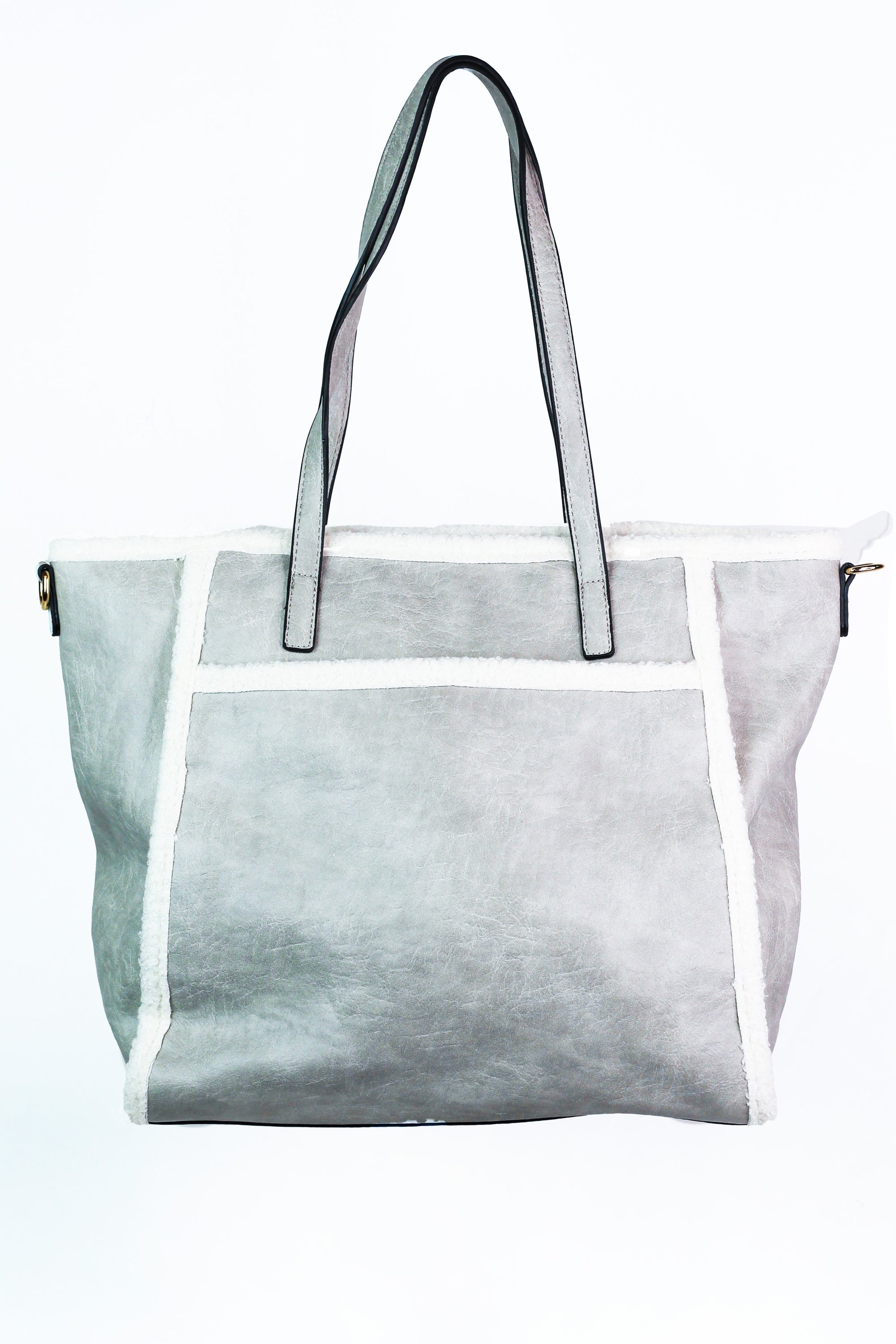 Sherpa Trim Tote w/ Front Pocket