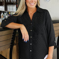Rhinestone Covered Button Down Shirt w/ Sleeve Tabs