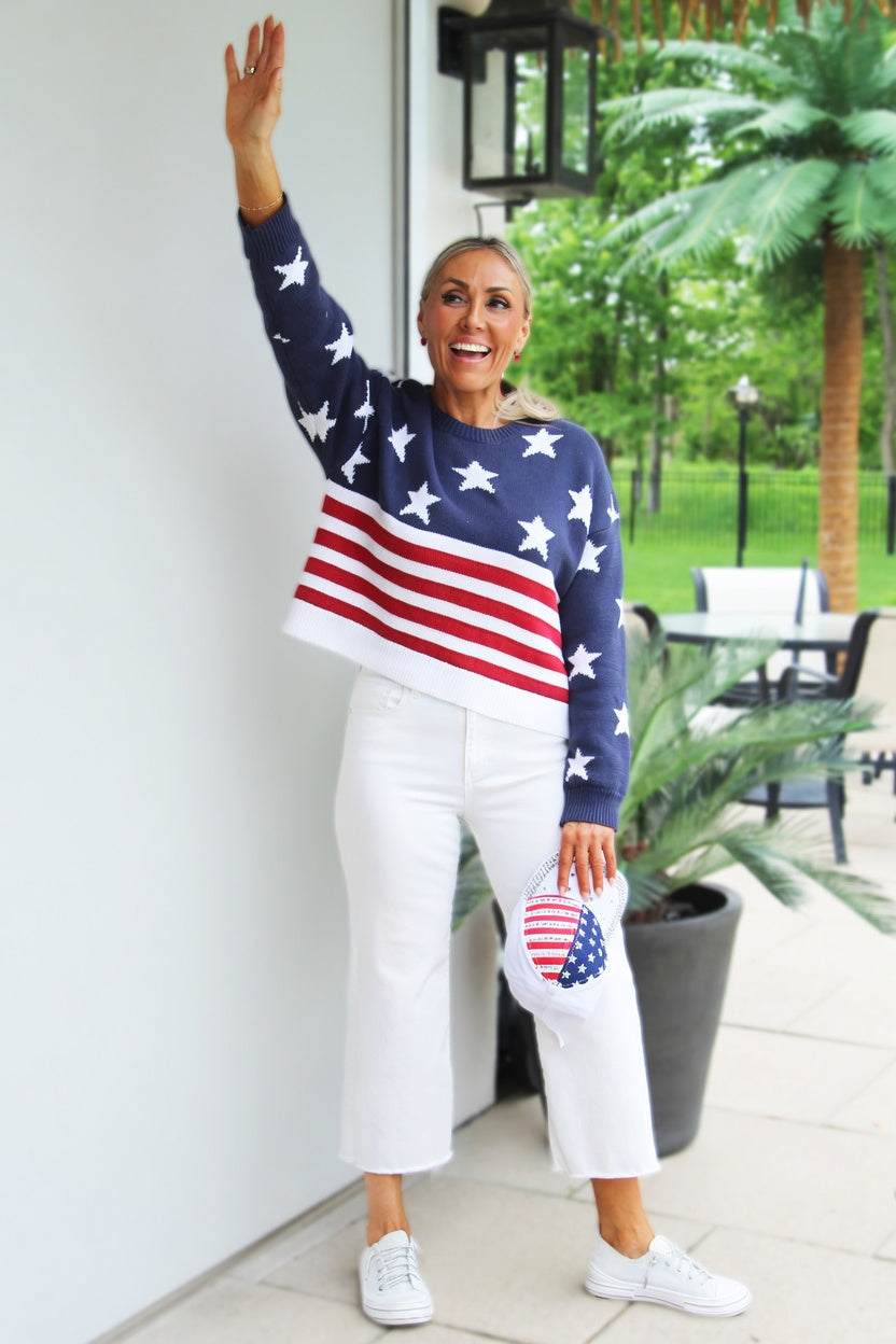 Cropped Stars & Stripes USA Sweater