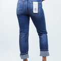 High Rise Crop Straight Cuffed Jeans