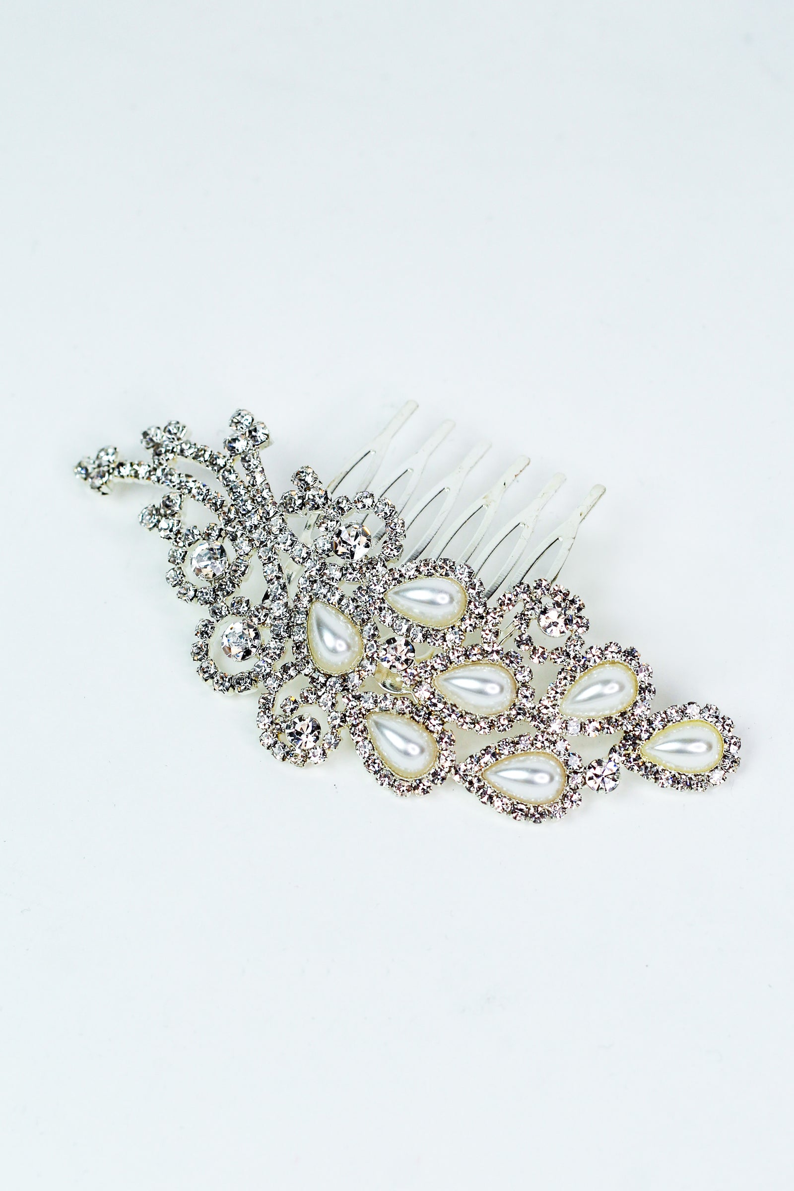 Half Pearl Teardrop Swirl Half Hair Comb - Glitz & Ears Boutique