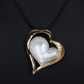 Textured Double Heart w/ Pave Trim Cord Necklace