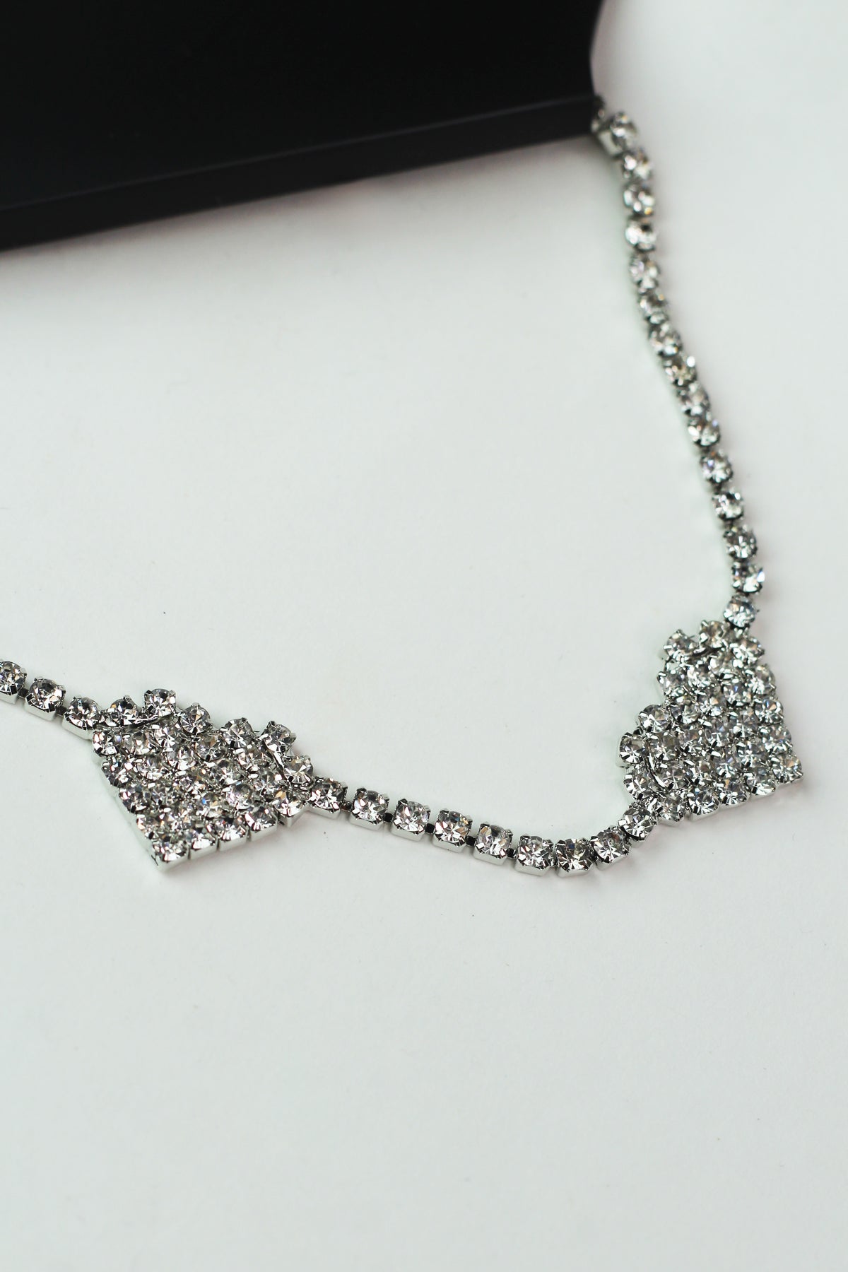 2pc Rhinestone Anklet Set w/ Heart Accents