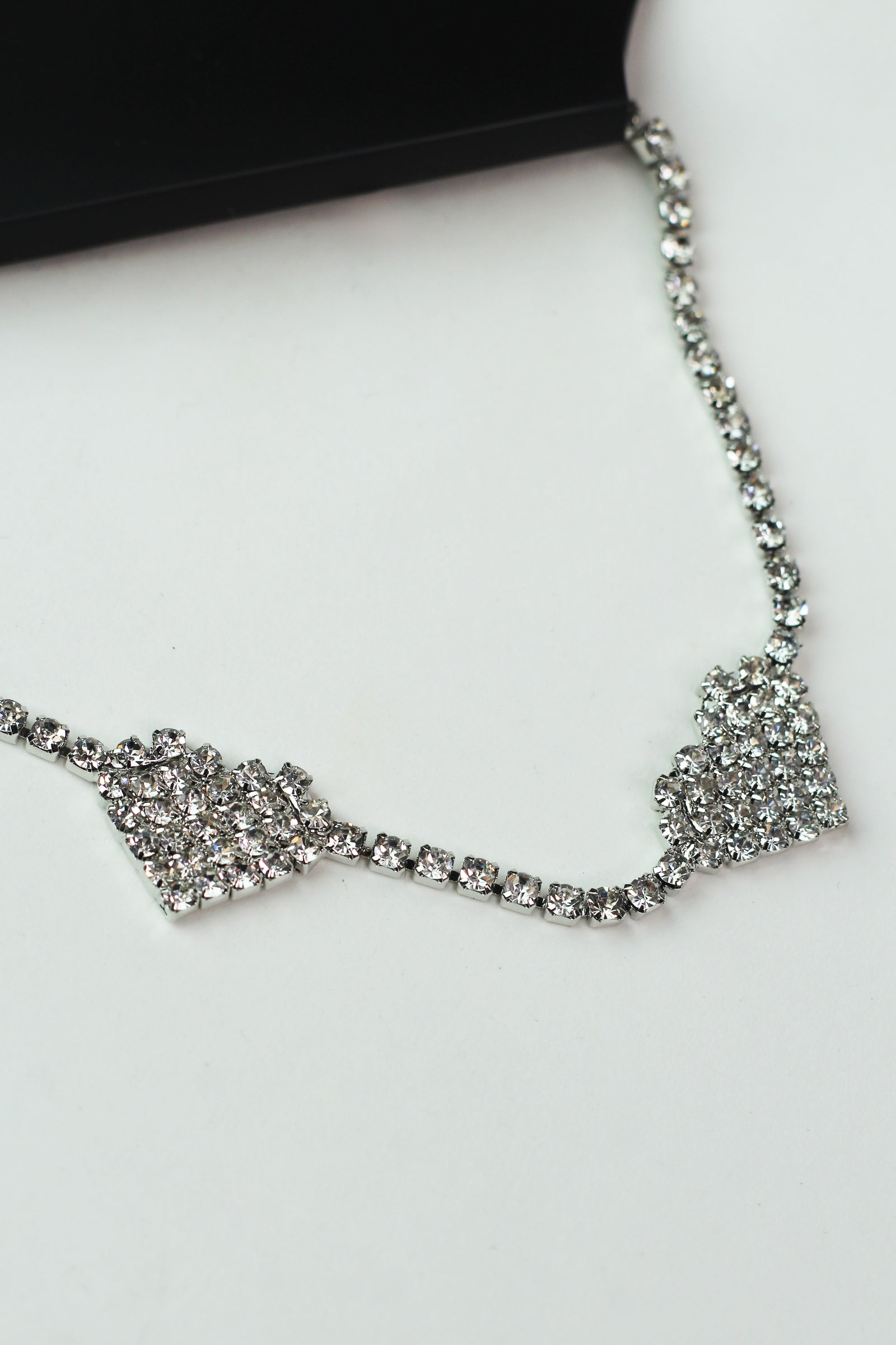 2pc Rhinestone Anklet Set w/ Heart Accents