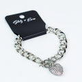 Thick Link Puffy Rhinestone Heart Bracelet - Glitz & Ears Boutique