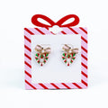 Bow Post Open Candy Cane Heart Earring