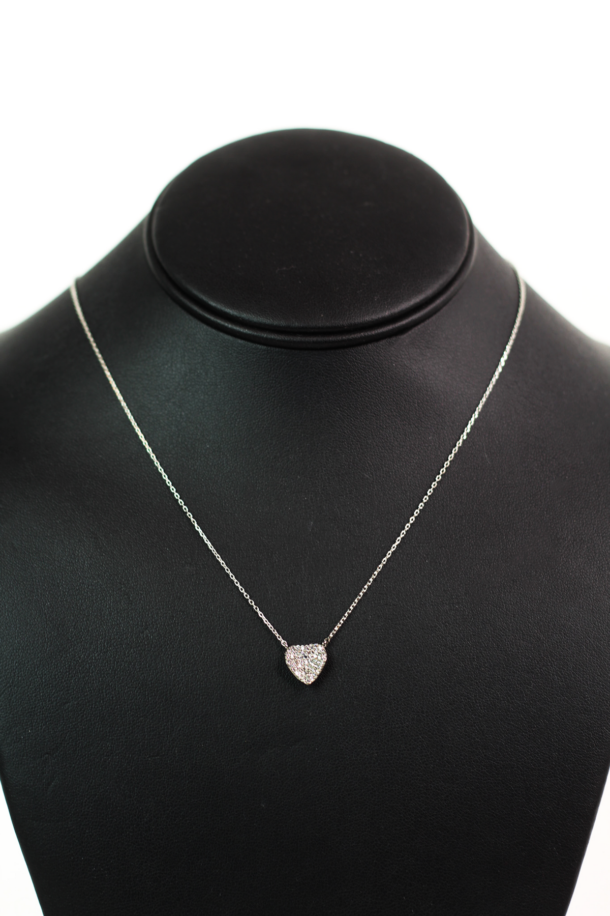 Concave Pave Heart Dainty Chain Necklace