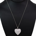 Rhinestone Trimmed Pave Puffy Heart Necklace