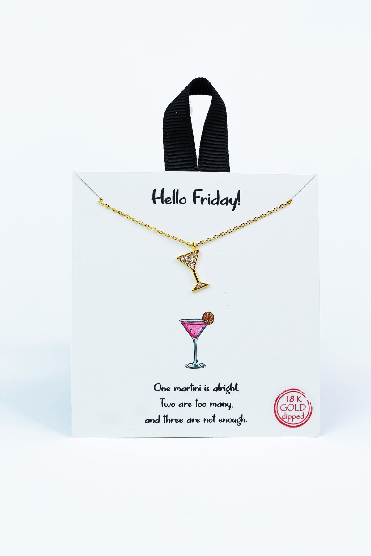 Dangling Martini Glass Dainty Necklace