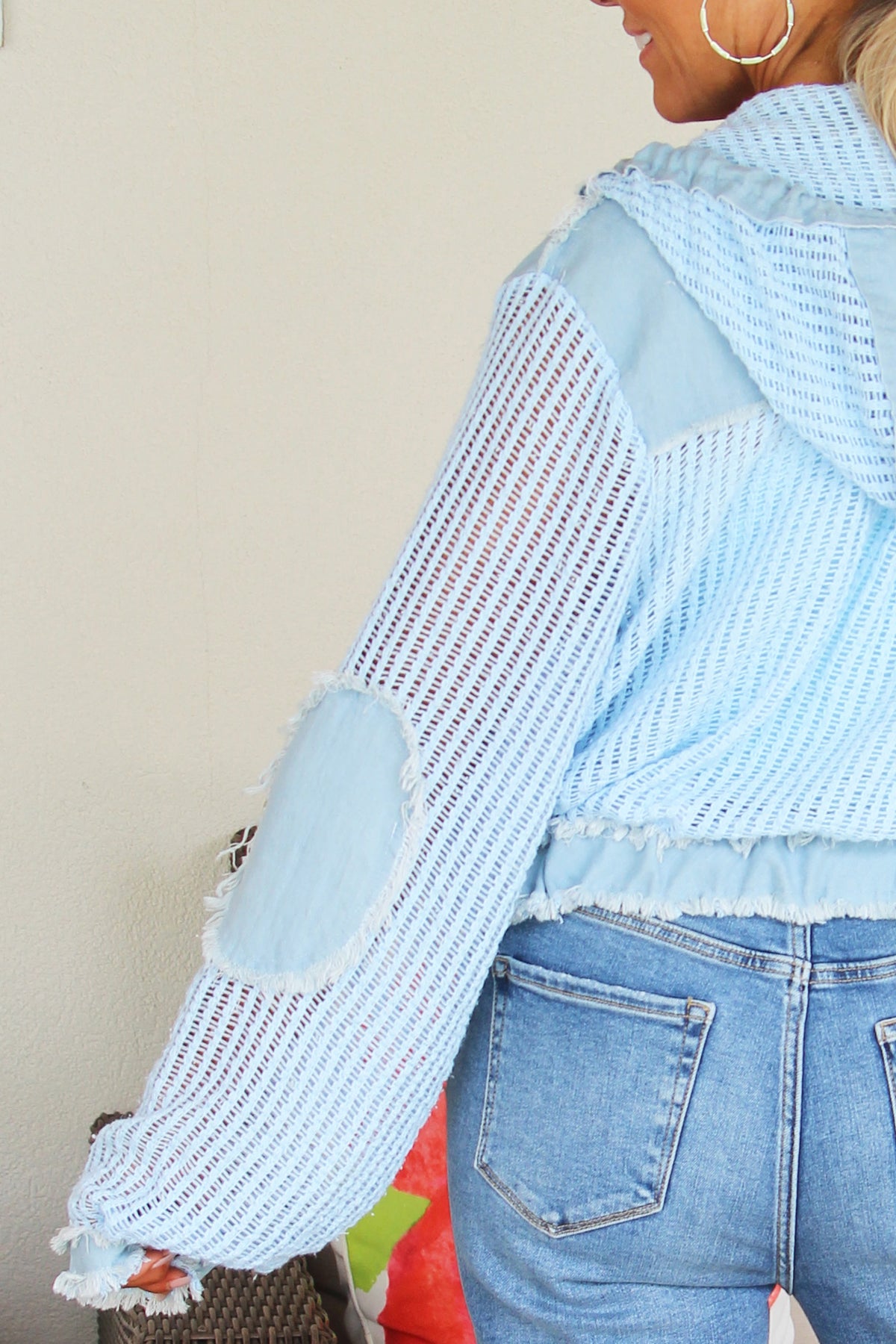 Hooded See Through Button Down Top