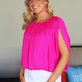 Gathered Neck Bubble Top w/ Open Sleeve