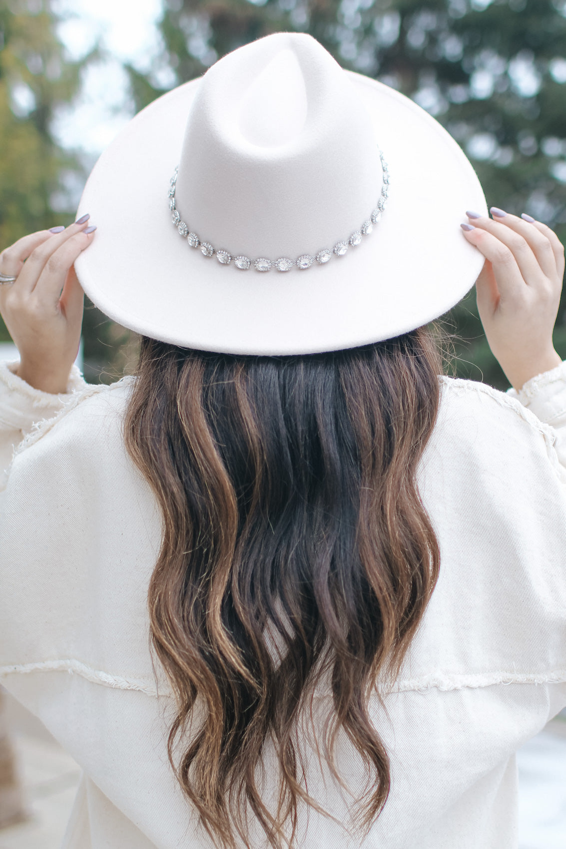 Oval Stone Rhinestone Trim Band Panama Hat - Glitz & Ears Boutique