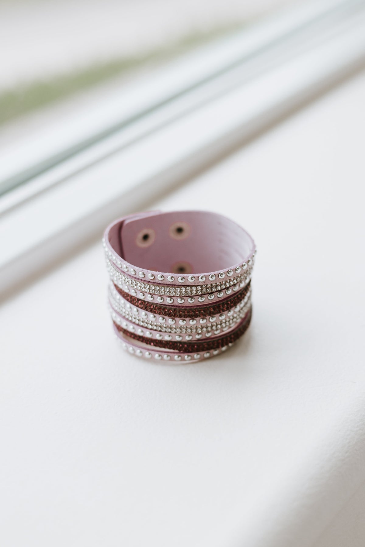 Metal Stud & Rhinestone Fabric Bracelet - Glitz & Ears Boutique