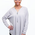 Dolman Sleeve Half Zipper Top