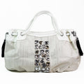 Faux Snakeskin Purse w/ Large Stone Accents & Side Tassels